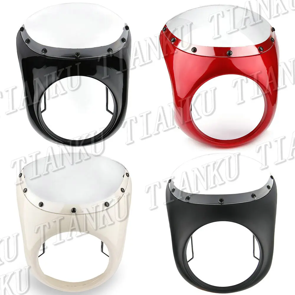 Universal Motorcycle Windshield 7" Headlight Fairing Screen Retro Cafe Racer Style Drag Racing Custom Chopper |