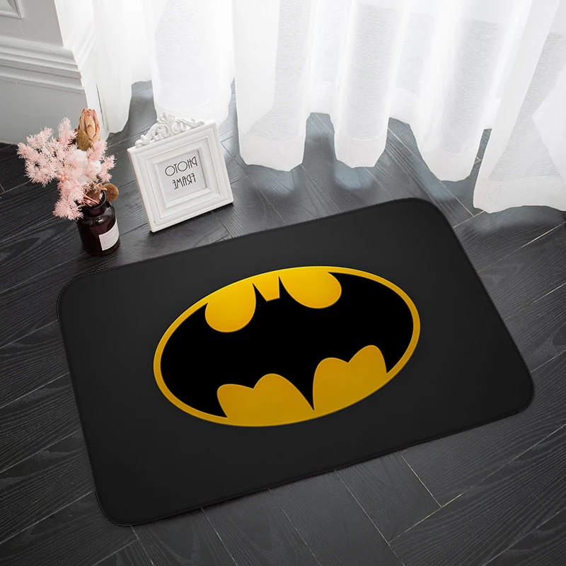 Alfombrilla antideslizante con logotipo de Batmans, alfombra de baño para el hogar, decoración de balcón, alfombras de área de pasillo, dormitorio, entrada, alfombrilla absorbente para puerta, almohadilla de oración