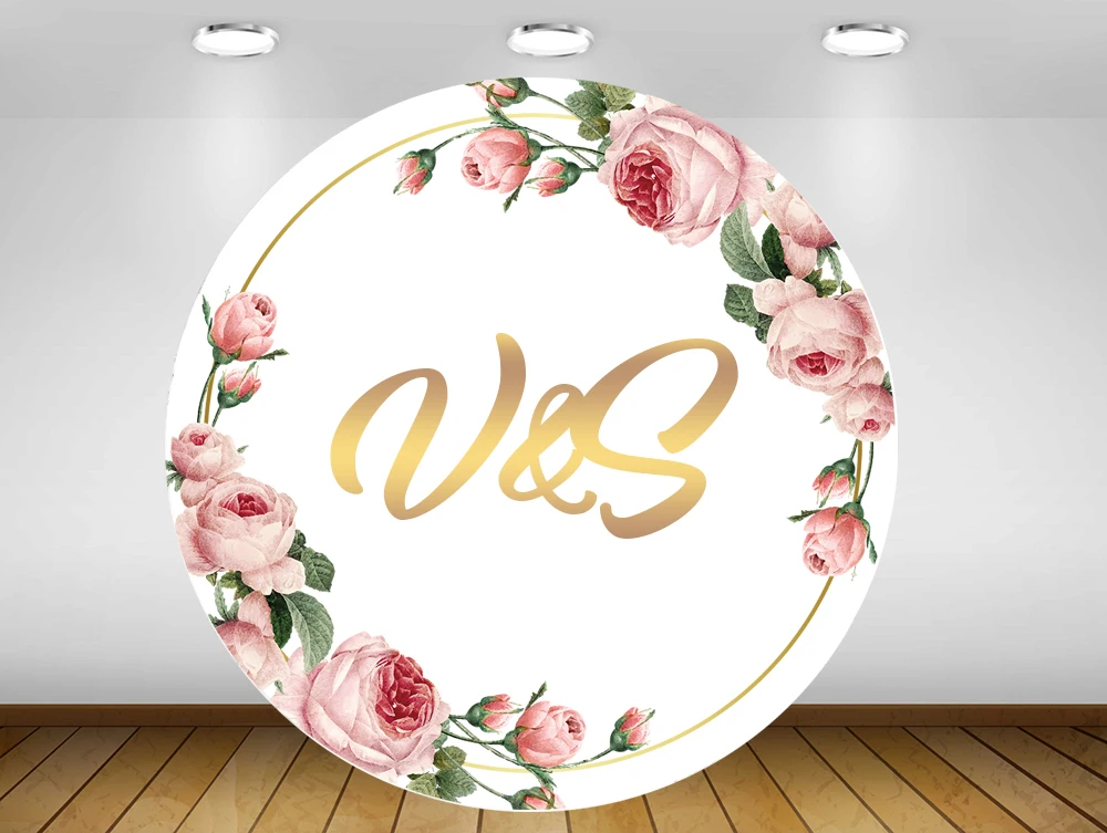 

Bridal Shower Backdrop Round Panel Circle Background Wedding Flower Party Decoration Candy Dessert Table Banner Customize Text