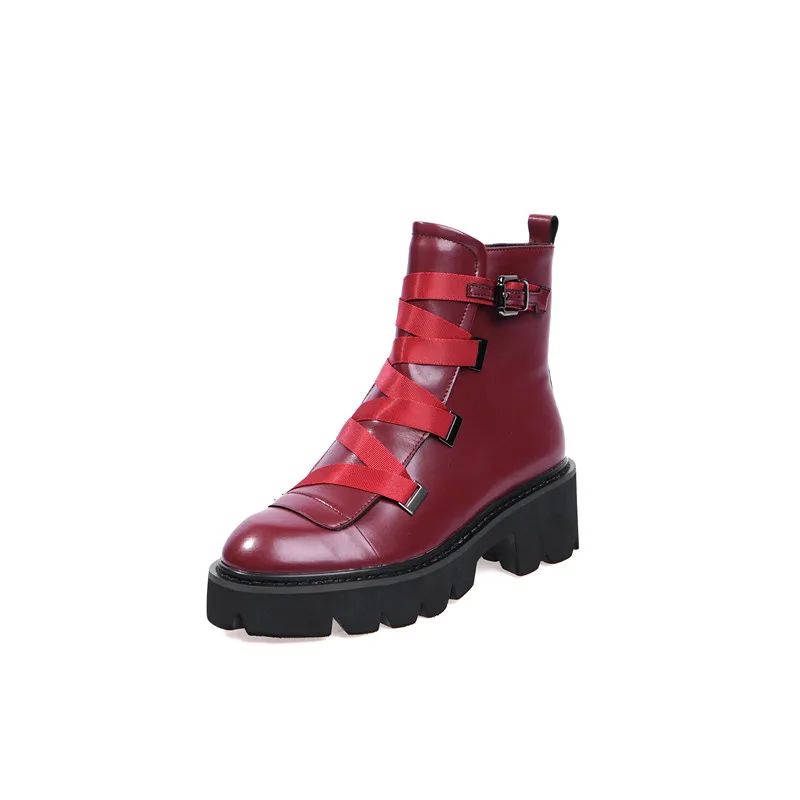 MORAZORA/2020 г. модные ботинки на платформе низком каблуке в стиле панк Женская обувь