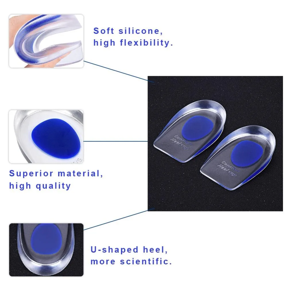 

Posture Corrector Foot Protection Support Silicone Gel Insoles Height Increase Foot Orthotic Arch Support Heel Pads Blue Health