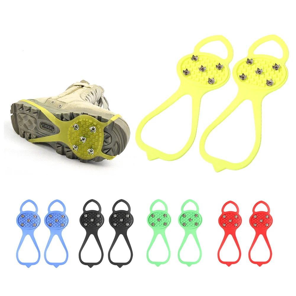 

5 Teeth Ice Gripper Spike Grips Cleats Women Men Crampons for Snow Studs Non Slip Outdoor Climbing Hiking Shoes Covers Equipment