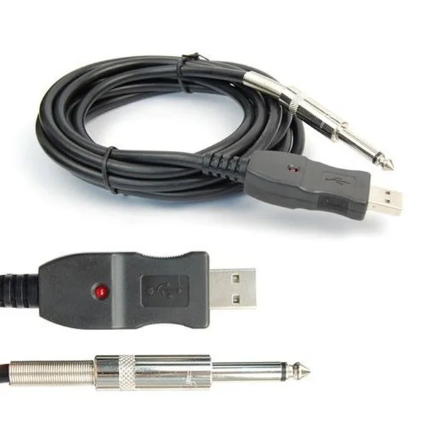 50 шт./лот гитарный бас 1/4 6 3 мм к USB интерфейсу соединение ПК аудио адаптер