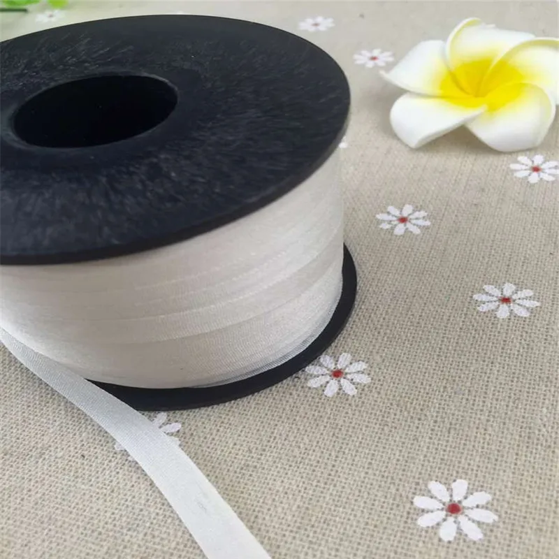 Undyed Raw white 7mmX200m 100% pure silk embroidery ribbon thin taffeta high quality Anya Ribbon Handcraft | Дом и сад