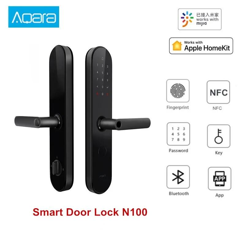 Promo New Aqara N100 Smart Door Lock Fingerprint Bluetooth Password NFC Unlock Works with Mijia HomeKit Smart Linkage with Doorbell