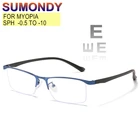 Myopia-0,5 до-10 Очки с диоптриями Для женщин мужчин с плоскими стеклами и половинной рамкой Анти Blue Ray близорукие очки цилиндра по индивидуальному заказу UF136
