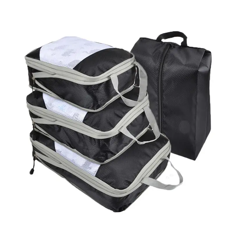 BLACK 3 SET-BAG Компрессионные упаковочные кубики органайзер для багажа для путешествий для детей/складной/маленький/роскошный/большой/складной органайзер для сумки для путешествий/для мужчин/для женщин/набор - Цвет: BLACK 3 SET-BAG