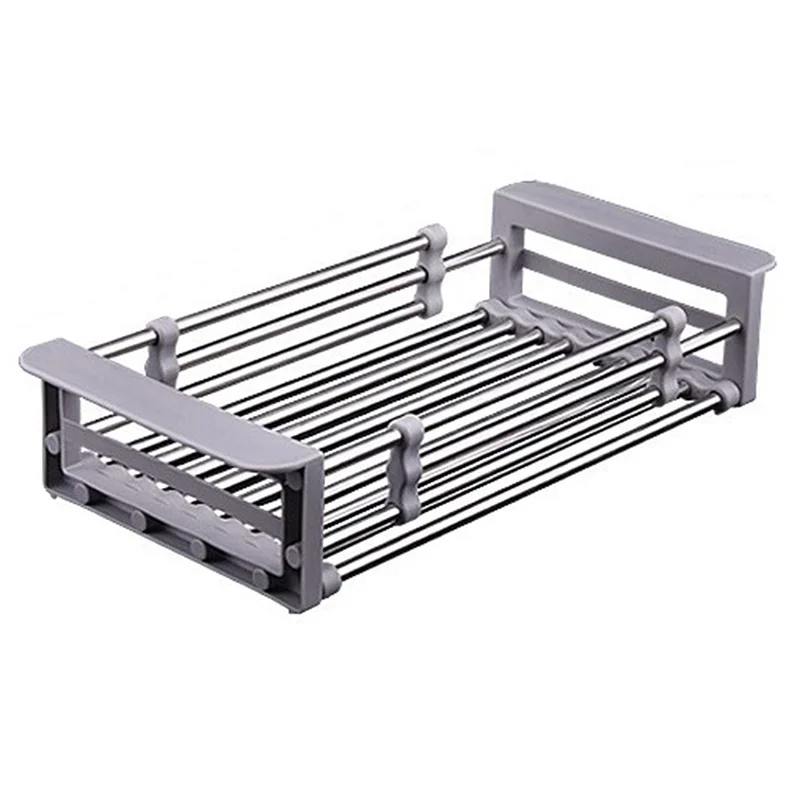 

1PCS Retractable Stainless Steel Drain Rack Storage Rack Kitchen Vegetable Basket Sink Fruit Basin