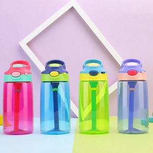 1pc 480ml Children Kids Water Bottle With Straws BPA Free Drinking Cup Bottle Leak Proof 17.5x7.2cm Home Kitchen Drinkware