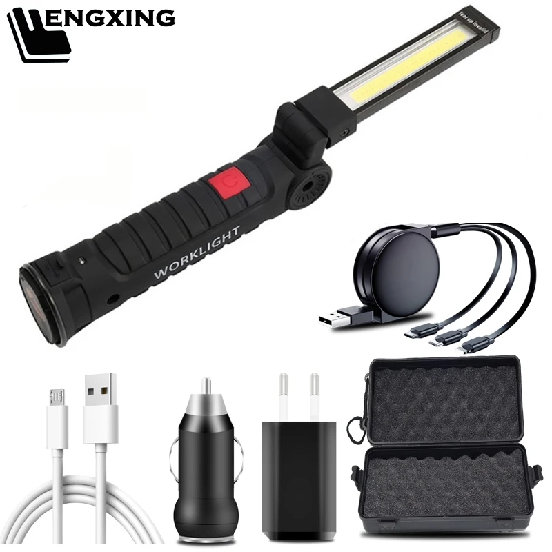 Portable Ligh COB Working LED Flashlight Lamp Built in USB Rechargeable Battery 3 Modes Torch Tail Magnet Emergency for Camping | Лампы и