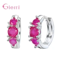 new arrival original s925 sterling silver luxury top quality pink crystal trendy hoop earrings for women girls fashion jewelry