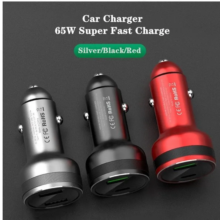 

Автомобильное зарядное устройство с двумя USB-портами, 65 Вт