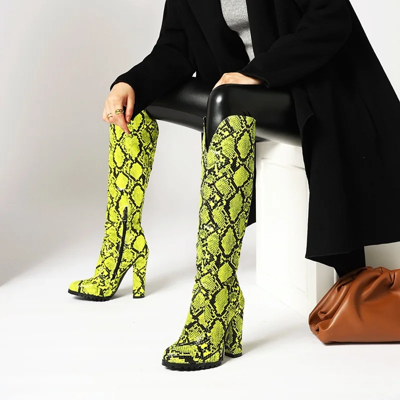 

New Fashion Women Knee High Boots Autumn Winter Sexy High Heels Round Toe Zipper Dress Party Dance Long Boots Big Size 34-43