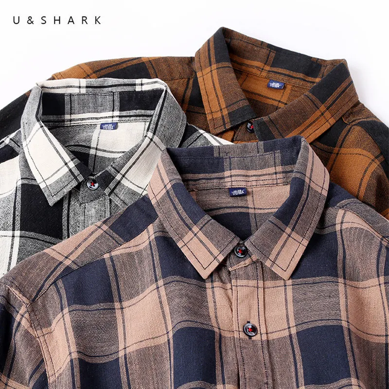 

Рубашка U & SHARK Мужская Фланелевая с длинными рукавами, винтажная клетчатая Повседневная сорочка, хлопковая коричневая, цвет черный