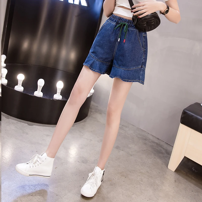 Летние джинсовые шорты с эластичной резинкой на талии размера плюс для женщин S M L