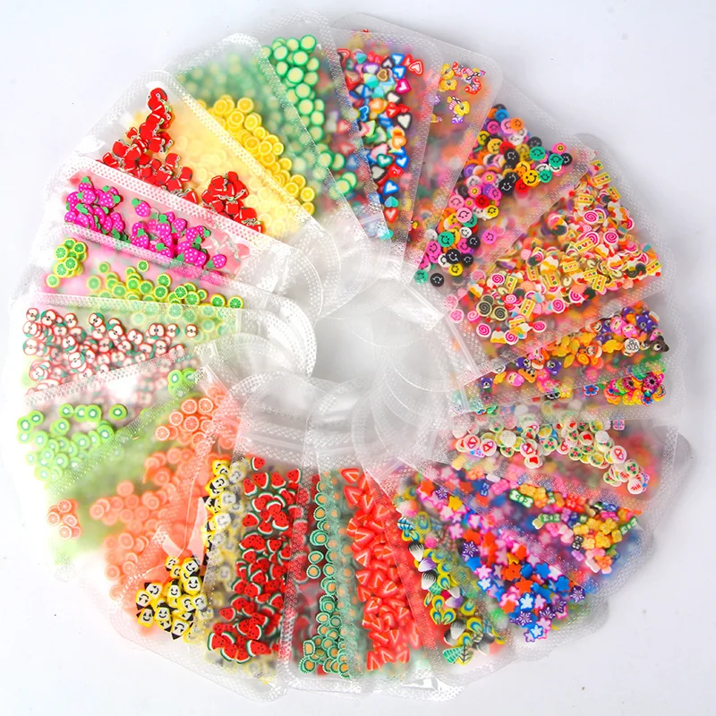 

10g/pack Nail Sequin Fruit Soft Pottery Patch Love Flower Mixed Phototherapy Sequin DIY Soft Pottery Art Nail Decoration