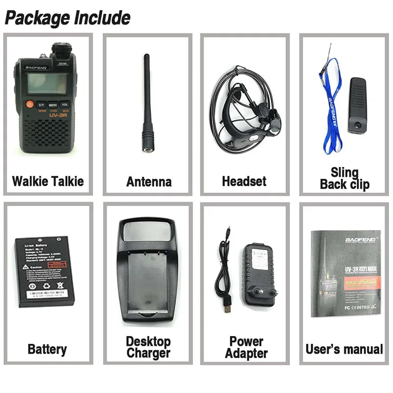 Портативная рация Baofeng UV 3R Mini Walkie Talkie 2W 3 7 V портативное радио UHF VHF двухдиапазонный