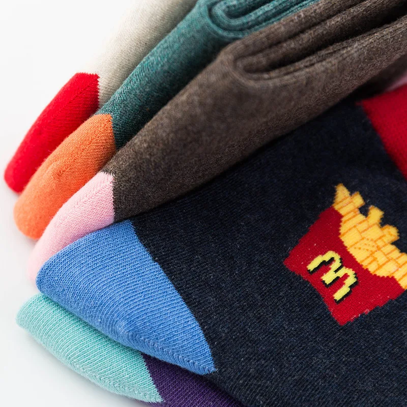 Хлопковые женские носки забавные в стиле Харадзюку с изображением еды картошки