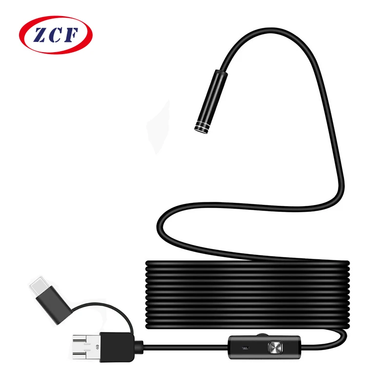 AN100 3 в 1 8mm720P 6 светодиодный эндоскоп Tpye-c Android PC USB Водонепроницаемый эндоскоп Инспекционная камера мягкий жесткий проводной бороскоп