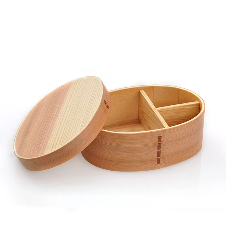 Baispo 3 шт./компл. Bento Box японский стиль ланч бокс для деревянные детские игрушки материал ПОСУДА Контейнеры для еды с отсеками здоровые - Цвет: Light