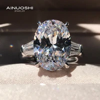 ainuoshi luxury 10x14mm oval cut multiple gemstone 3 stone engagement rings for 925 sterling silver women jewelry gift