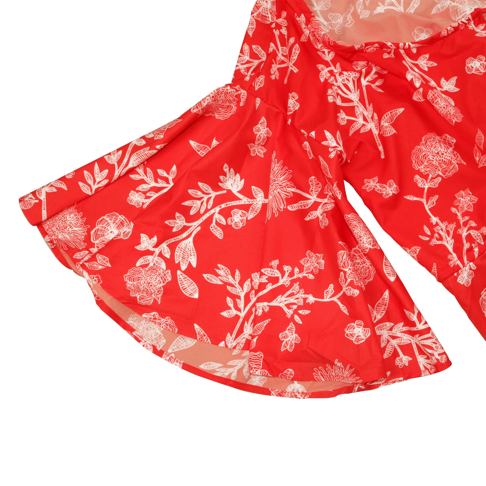 

Floral Digital Printing Jumpsuit Plus Size Womens Lace-Up Collar Flared Sleeves Fashionable Sexy Bright Shorts Jumpsuit 2021 New