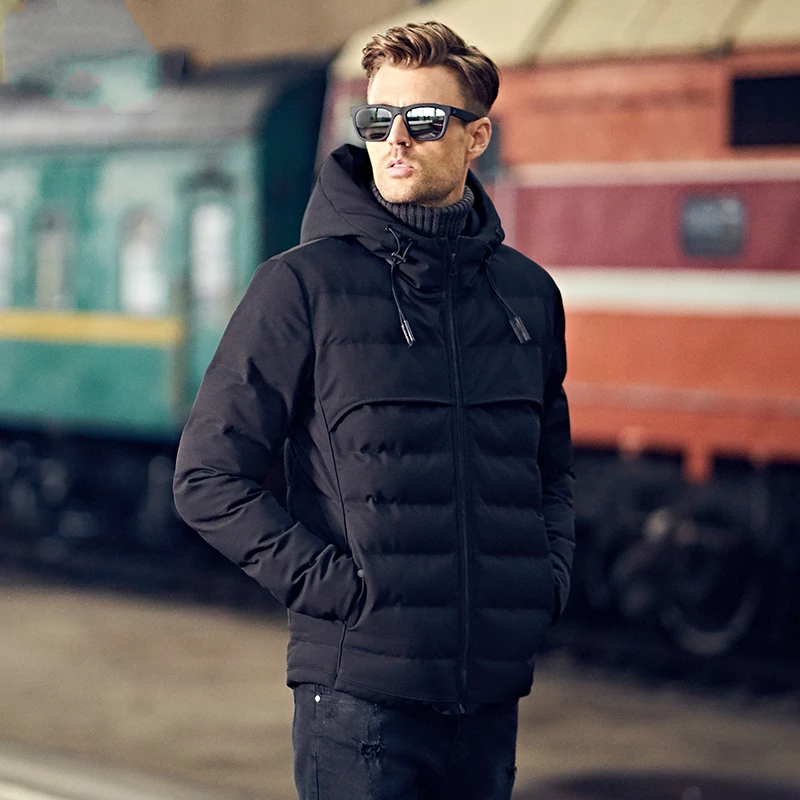 Мужская зимняя куртка 2020 парки черное толстое теплое пальто мужские с капюшоном