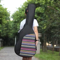 40 41 inch folk style knitted acoustic guitar case gig bag double straps pad cotton thickening soft cover waterproof backpack