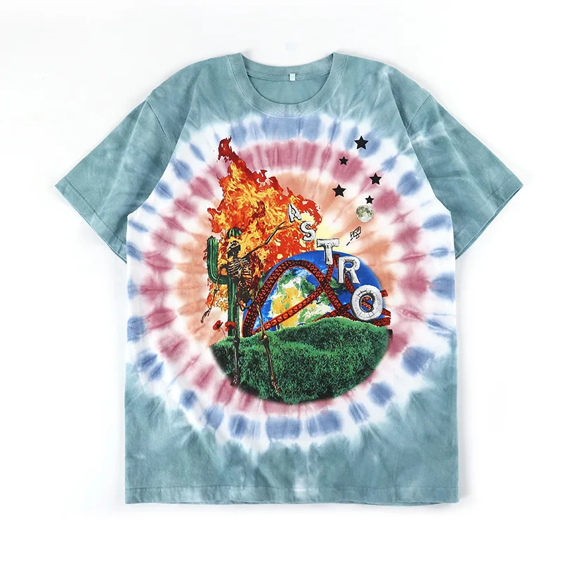 

Fgss clothing | cotton short sleeve t-shirt men's loose round neck fashion brand tie dye printing casual top