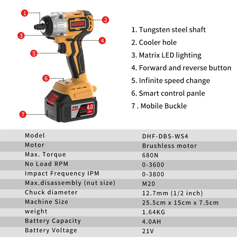 Brushless Cordless Impact Wrench 680Nm Torque Motor with Fast Charger Variable Speed for Makita 18V Battery | Инструменты
