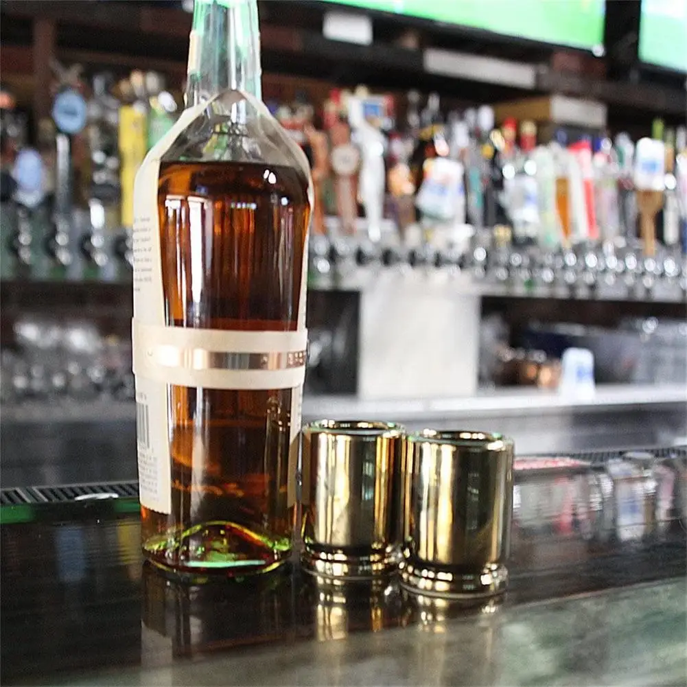 

2PCS Beer Glass 50ML Plastic Shot Whiskey Wine Glass Bartender Shot Glasses For Home Bar Small Metal Beer Glasses Bar Supplies