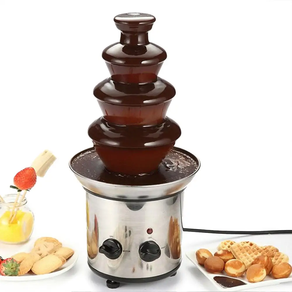 

4 Tiers Mini Stainless Steel Chocolate Fondue Machine Waterfall Chocolate Melting Fountain Machine