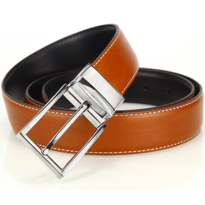 

High Quality Leather Men Belt ,Metal Alloy Buckle Belts Black/Brown Male Belts Luxury Design Double-sided Strap BeltsWaist Belt