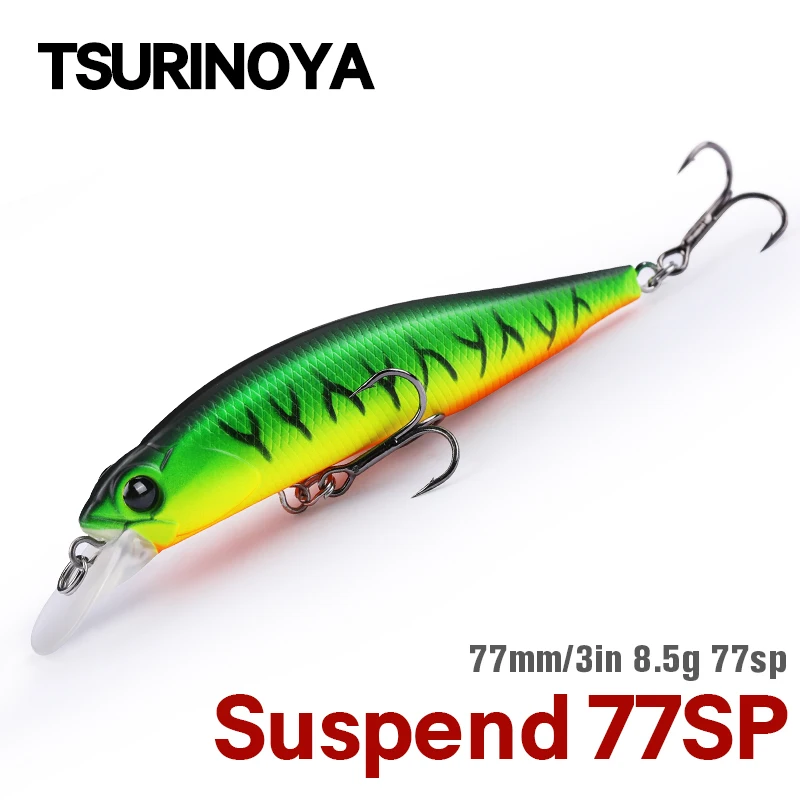 

TSURINOYA Fishing Lure 77SP Jerkbait Suspending Minnow DW101 77mm 8.5g 0.7-0.9m Pike Bass Artificial Hard Baits Wobbler Lures