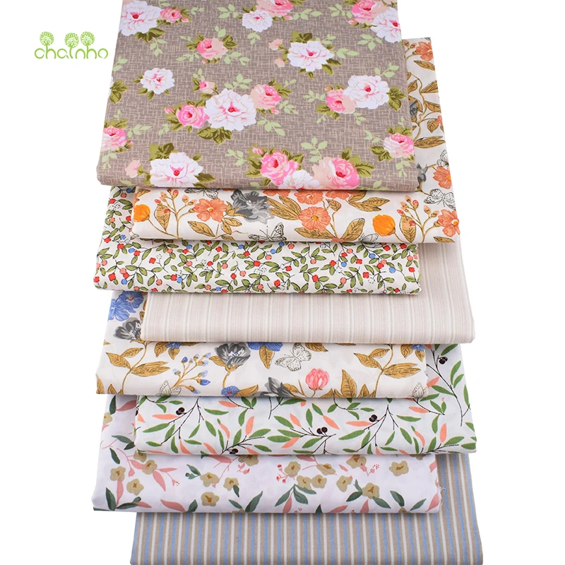 Серия светло коричневых цветов Chainho саржевая хлопчатобумажная ткань с принтом