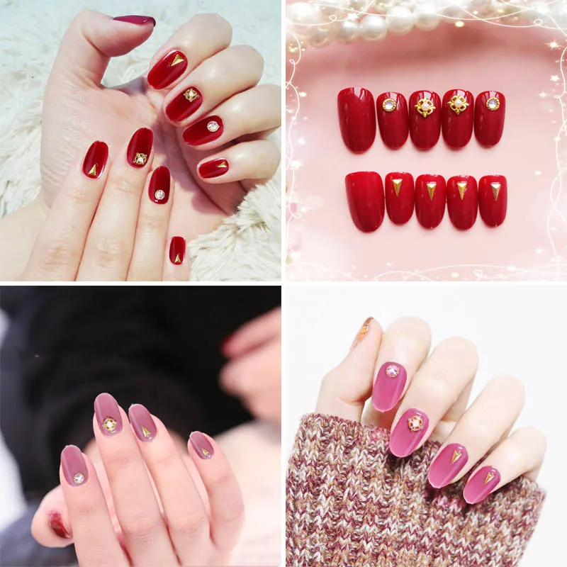 24 шт./компл. поддельные накладные ногти отделка верха съемные наконечники через