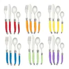 Набор разноцветных столовых приборов из нержавеющей стали, 24 шт.