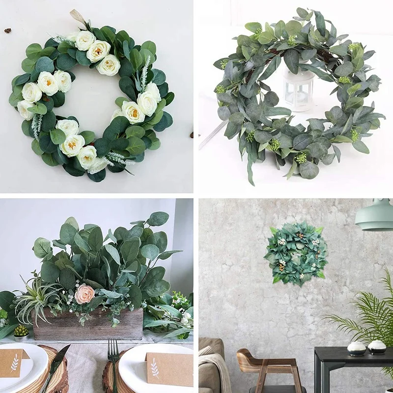 

12 Pcs Artificial Eucalyptus Greenery Stems Silver Dollar Leaves Floral Arrangement (with Lavenders)