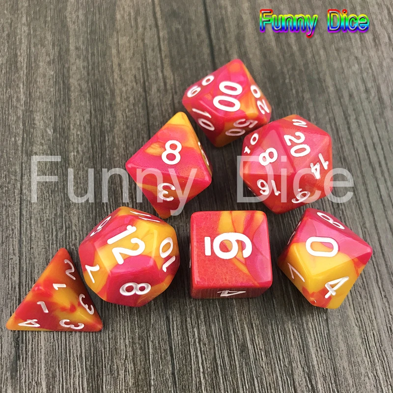 Поп 7 шт./компл. D4-D20 небулярный эффект трпг мульти-сторонние игровые кубики для