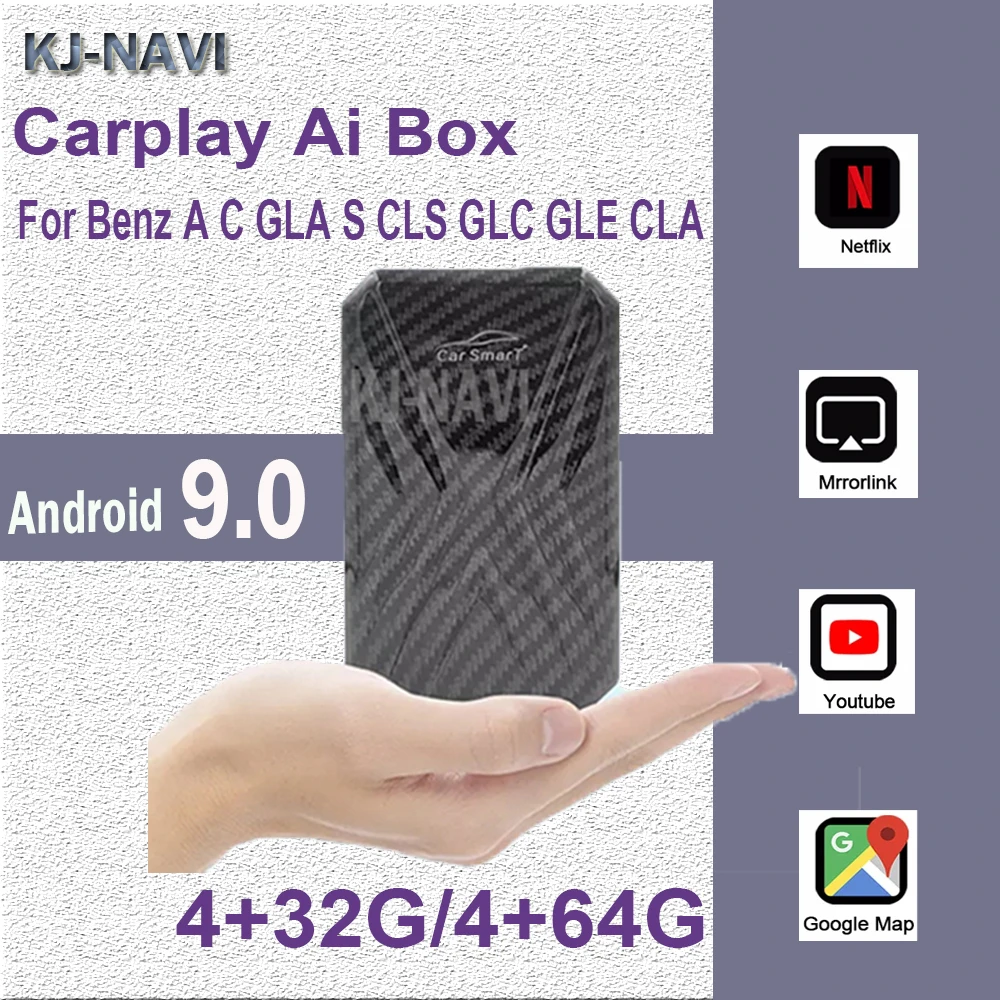 

Беспроводной автомобильный USB-адаптер Android 9 для Benz A C GLA S CLS GLC GLE CLA, беспроводной автомобильный мультимедийный плеер Carplay Ai Box, радио, видео