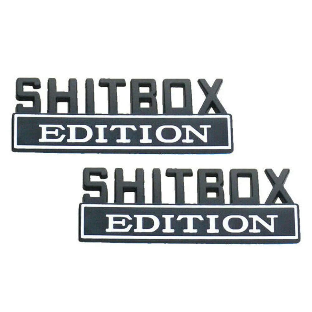 

2pcs Car Sticker 3D Badge Decal Emblems SHITBOX EDITION Truck Brand New