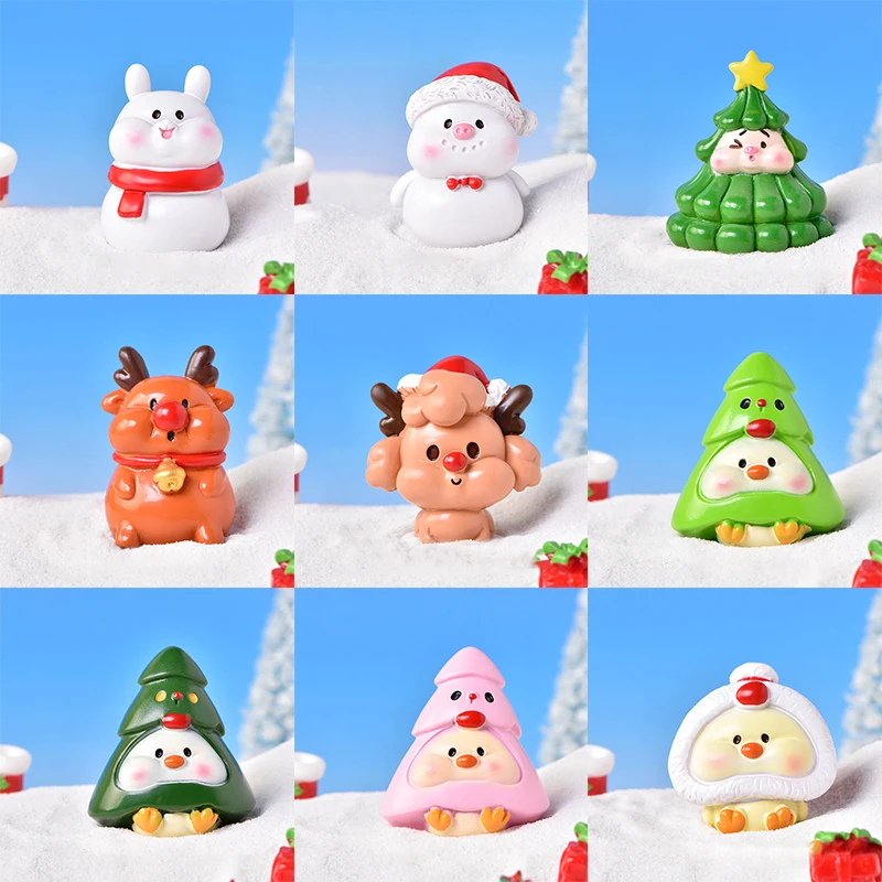 

Christmas Cartoon Animal Snowman Tree Cute Duck Micro Landscape Decoration Christmas DIY Crystal Ball Accessories Home Decor