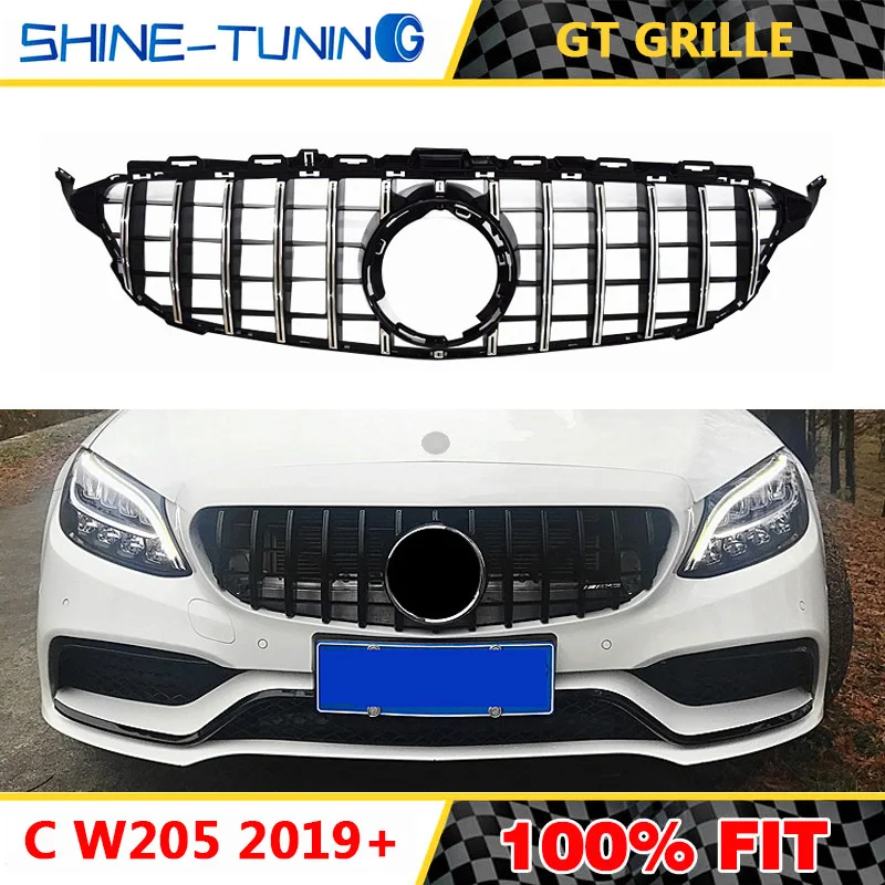 Передняя решетка подходит для mercedes New C class W205 GT R GTR C180 C200 C250 C300 без эмблемы 2019 с/без