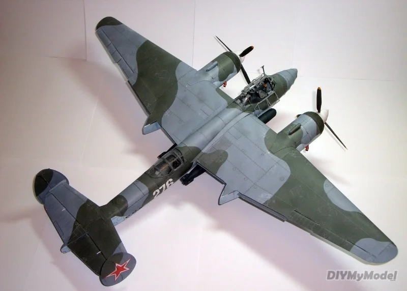 DIYMyModeI-bombardero de tu-2m, modelo de papel hecho a mano, rompecabezas de juguete, accesorios de pel&iacute;cula-4