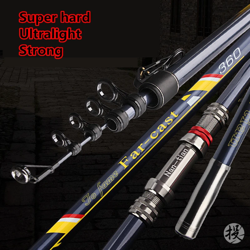Мощная спиннинговая удочка для больших рыб сверхпрочная телескопическая на