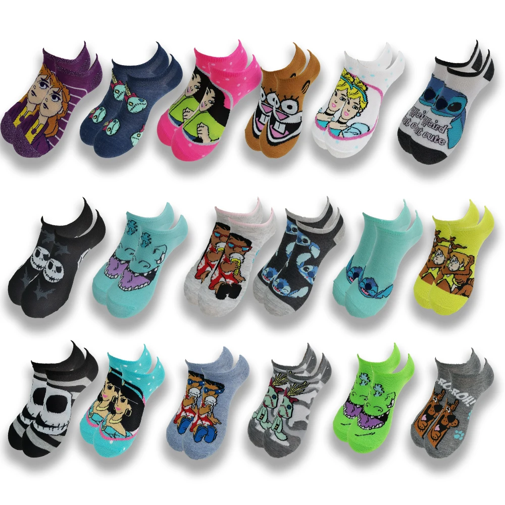 

Fashion Cartoon Printed Men's and Women's Boat Socks Breathable Invisible Low Ankle Soft Comfortable Socks in Summer