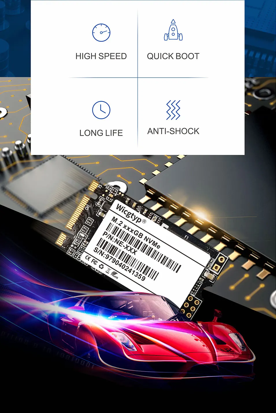 Wicgtyp PCIE NVME 22*42 SSD 128 ГБ 256 512 1 ТБ твердотельный накопитель для ноутбука, настольного компьютера, твердотельных дисков для LENOVO для DELL