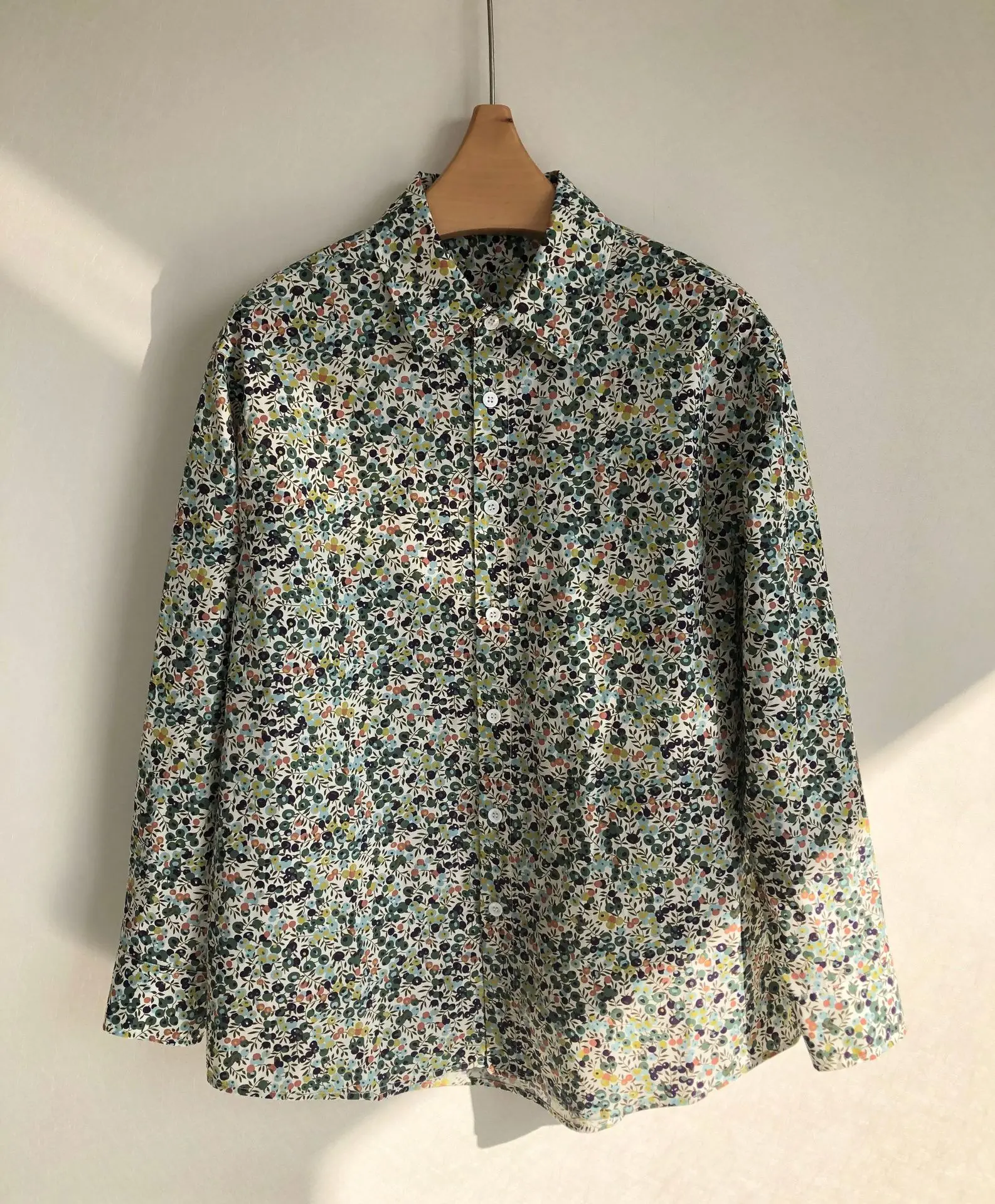 2022 Spring Women Long Sleeve Shirt 100% Cotton Turn-down Collar Floral Printing Female Single Breasted Blouse | Женская одежда