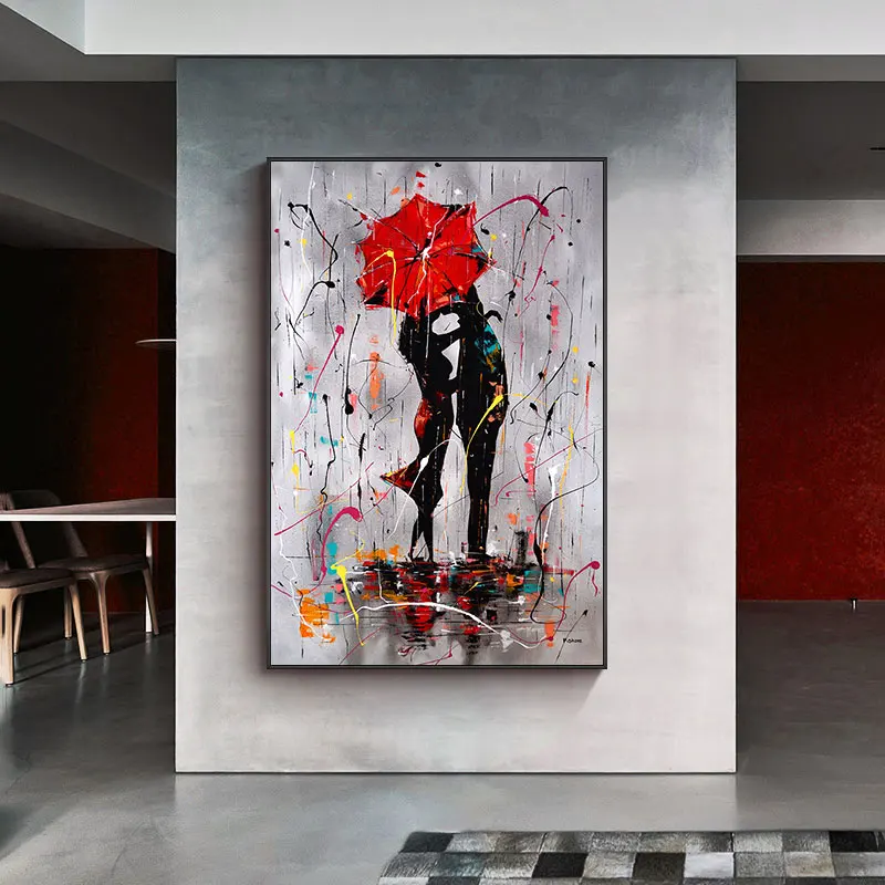 Современная Картина на холсте граффити улица целуи пары настенное Искусство