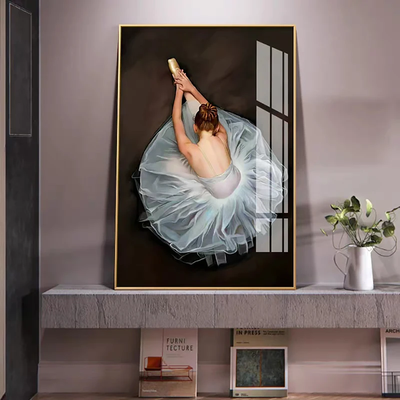 

Modern Ballet Dancing Girl Canvas Painting Nordic Style Poster And Print Figure Art Wall For Living Room Bedroom Aisle Household